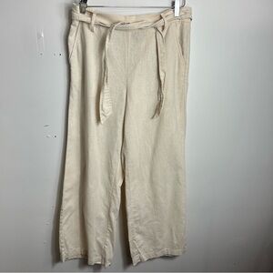 J. Crew Tie-front wide-leg crop linen-cotton pant size 8 1653